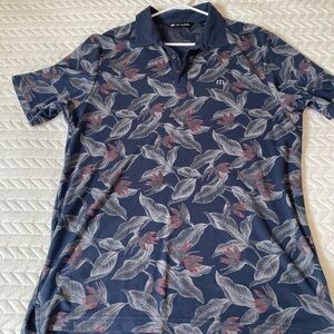 Travis Mathew Blue and Gray Floral Polo